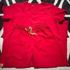 Wonderwink 4 way stretch Red scrub set